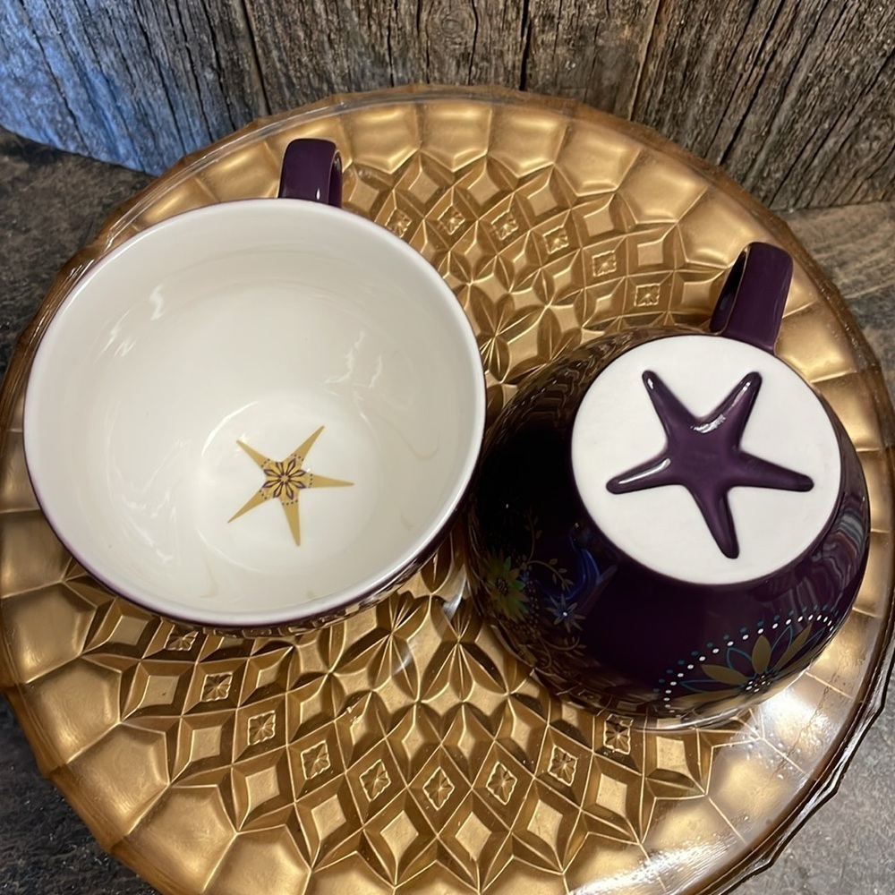 Starbucks |Holiday| 2006 | Gold & Eggplant Purple | Star| Coffee | 12 oz Cup Set - Picture 12 of 16